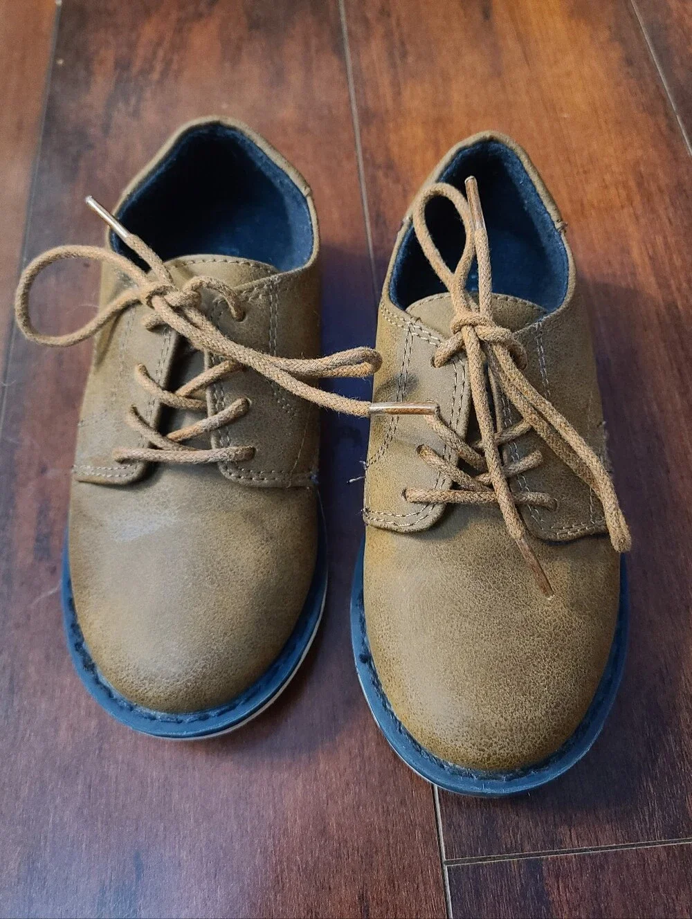 The Children's Place Toddler Boys Brown Faux Leather Oxford Dress Shoes Sz 10
